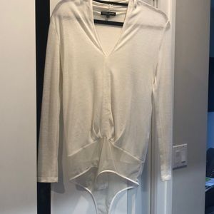 David Lerner white long sleeve bodysuit